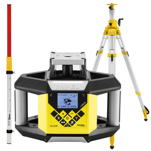 Laser rotacyjny niwelator czerwony Nivel System NL340R + statyw SJJ32 + łata LS24